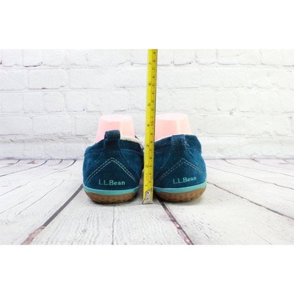 LL Bean Blue Suede Fleece Lined Mountain Moccasins Slipper Size 9 M - Picture 8 of 9